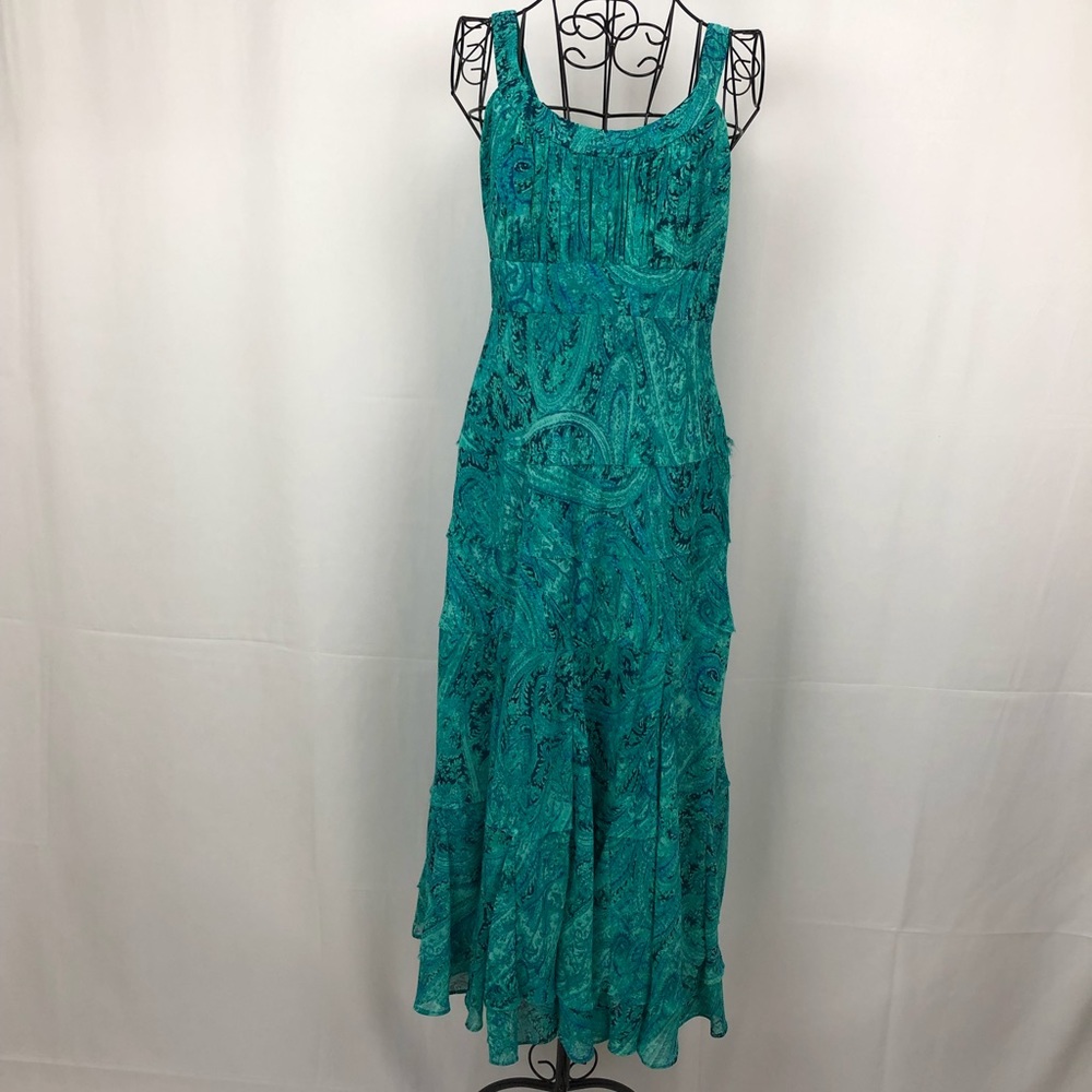 Jones Wear Dress midi shear blue/green paisley 4